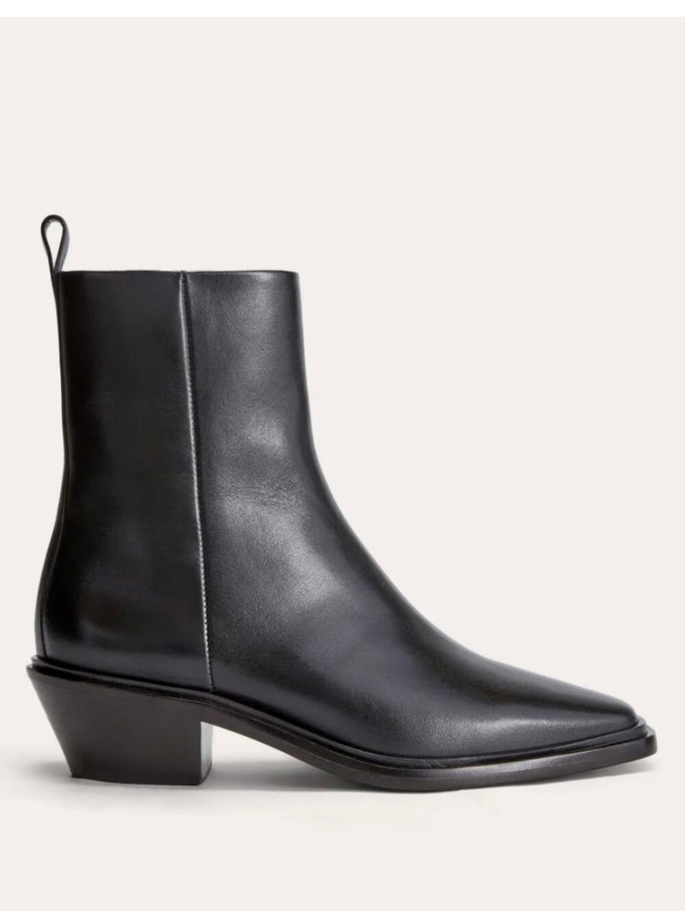 Everlane The Havana Black Leather Pointed Toe Ankle Booties Block Heel 5.5
